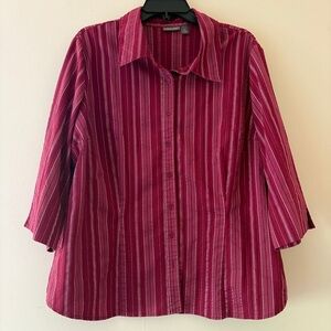 Apt. 9 Woman Red Stripe Button Down Tunic Shirt 2X Plus Size